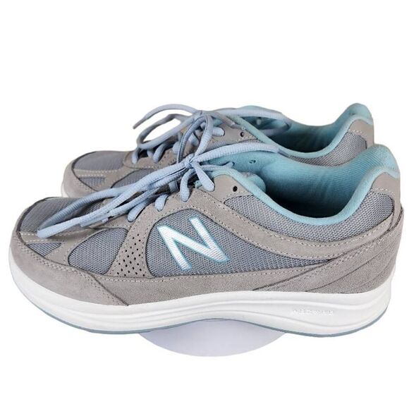 New Balance- Women’s 877 Mesh Comfort Walking Shoes Grey & Blue, Size 8.5 WIDE - Picture 1 of 14